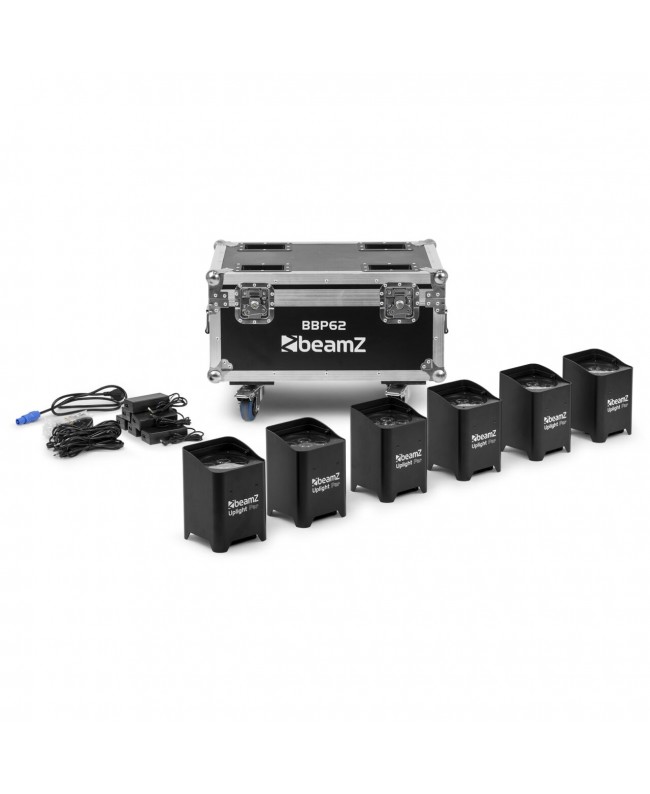 Beamz BBP62 Uplight Set IP65 6pc.6x12W FC Battery Lights