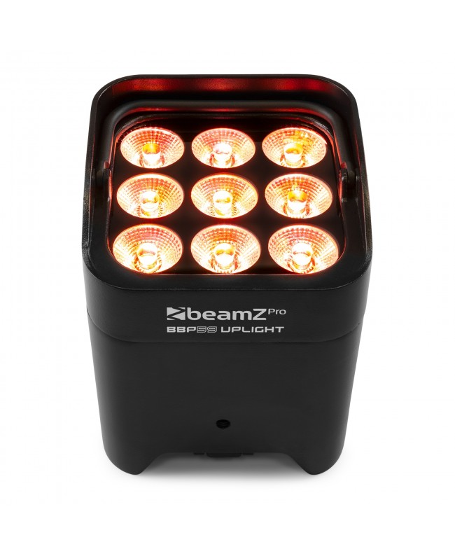 Beamz BBP59 Battery Uplight Par 9x 12W Outdoor Fari LED a batteria