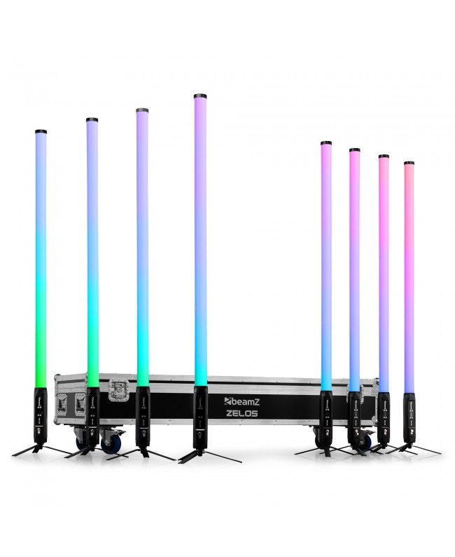 Beamz Zelos LED Tube Set RGBW in/outdoor use, set of 8 Fari LED a batteria