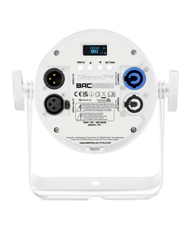 Beamz BAC322W LED ProPar RGBALC White Edition LED PAR