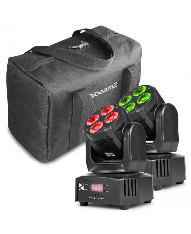 Beamz MHL36 Set 2xWash 4x9W 3in1 incl bag Teste mobili Wash