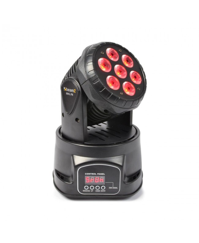 Beamz MHL74 Wash 7x10W QUAD 12chDMX Teste mobili Wash