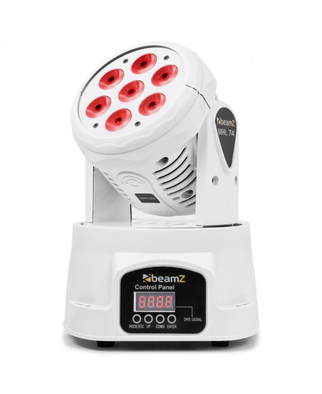 Beamz MHL74 Wash 7x10W QUAD 12chDMX WHITE Teste mobili Wash