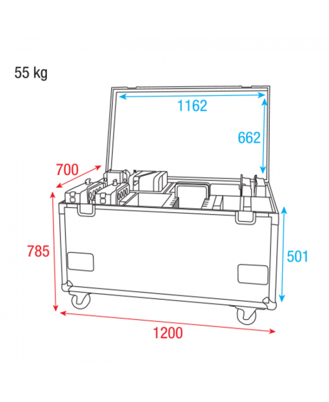 Showtec Case for 4x Helix S5000 and accessories Cases for spotlights