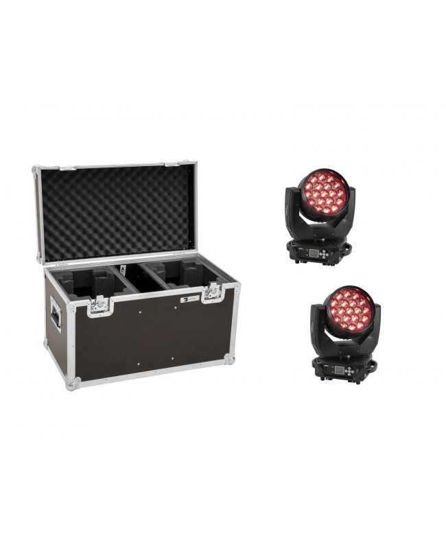 EUROLITE Set 2x LED TMH-X4 Moving Head Wash Zoom + EU Case Movinglights Wash