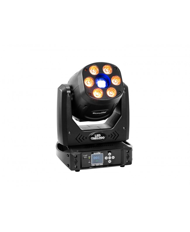 EUROLITE Set 4x LED TMH-H90 + Custodia con ruote Effetti a testa mobile