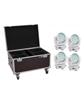 EUROLITE Set 2x LED TMH-X4 Moving Head Wash Zoom wh + EU Case with wheels Movinglights Wash