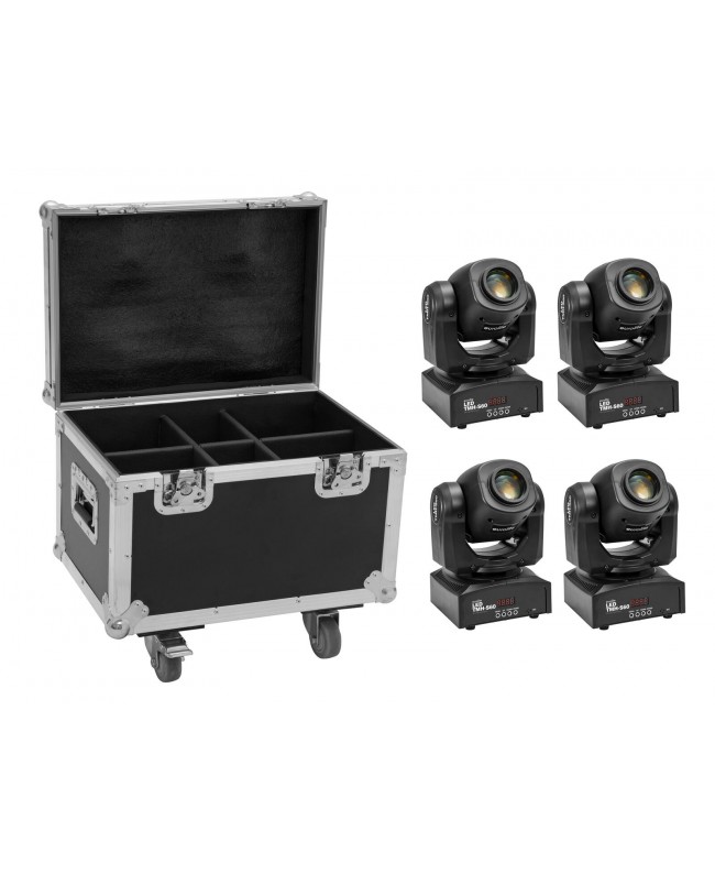 EUROLITE Set 4x LED TMH-S60 Testa mobile-Spot + Custodia Teste mobili Spot