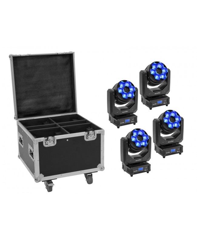 EUROLITE Set 4x LED TMH-H240 Beam/Wash/Flower Effect + Case Movinglights Wash