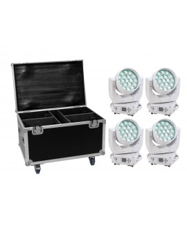 EUROLITE Set 4x LED TMH-X4 weiß + Case mit Rollen Movinglights Wash