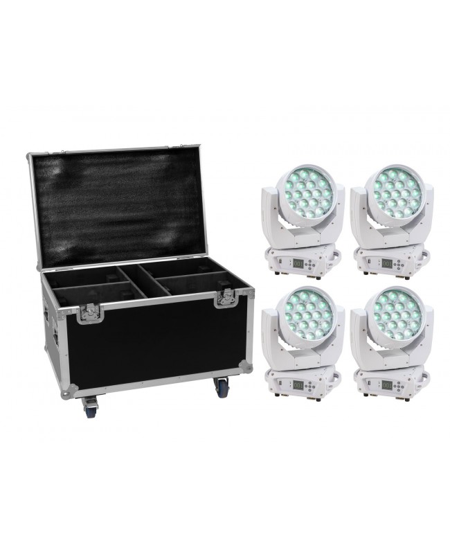 EUROLITE Set 4x LED TMH-X4 weiß + Case mit Rollen Movinglights Wash