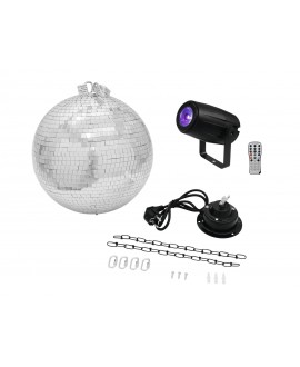 EUROLITE Mirror Ball 30cm con motore + LED PST-5 QCL Spot bk Sfere Specchiate
