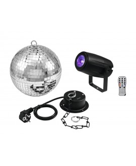 EUROLITE Mirror Ball 20cm with motor + LED PST-5 QCL Spot bk Mirror Balls