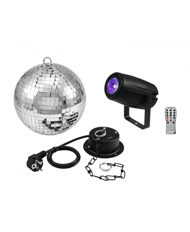 EUROLITE Mirror Ball 20cm with motor + LED PST-5 QCL Spot bk Mirror Balls