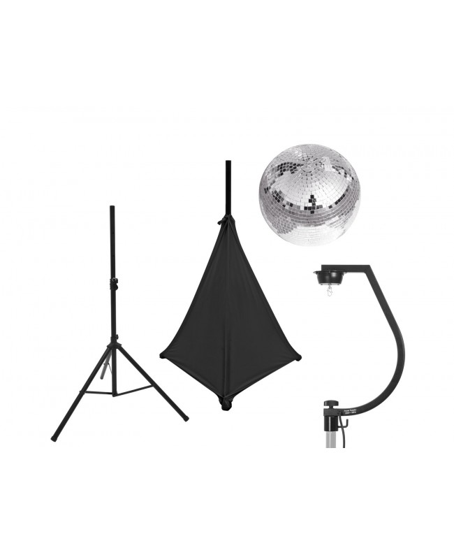 EUROLITE Set Spiegelkugel 30cm mit Stativ und Segel schwarz Spiegelkugeln