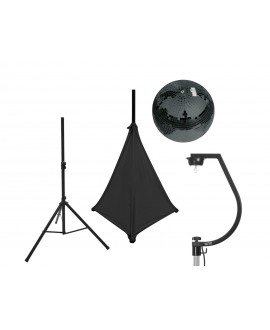 EUROLITE Set Spiegelkugel 30cm schwarz mit Stativ und Segel schwarz Spiegelkugeln