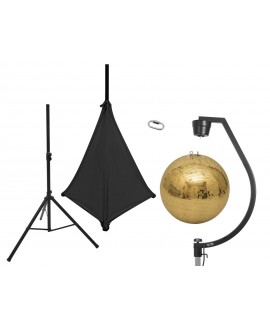 EUROLITE Set Spiegelkugel 50cm gold mit Stativ und Segel schwarz Spiegelkugeln
