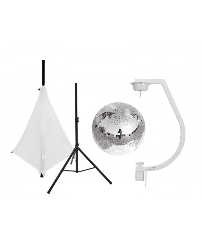 EUROLITE Set Mirror ball 30cm with stand and tripod cover white Mirror Balls