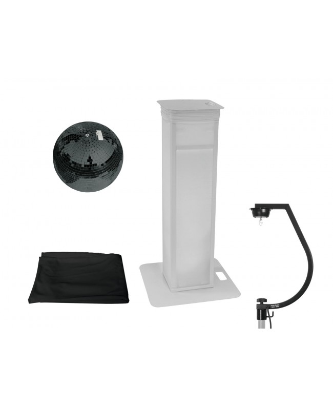 EUROLITE Set Spiegelkugel 30cm schwarz mit Stage Stand variabel + Cover schwarz Spiegelkugeln