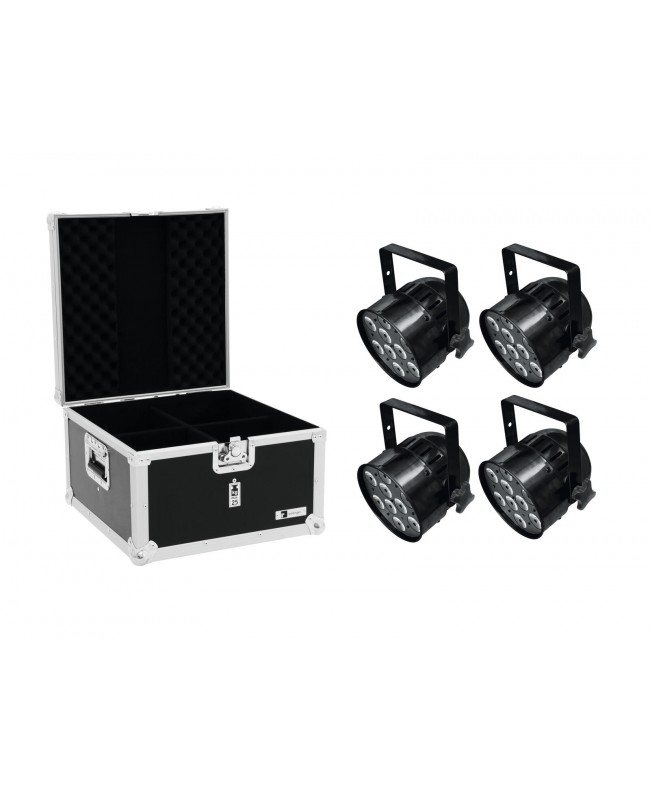 EUROLITE Set 4x LED PAR-56 QCL Short sw + EPS Case LED PAR