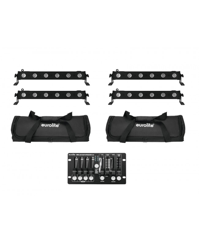 EUROLITE Set 4x LED BAR-6 QCL RGBW + 2x Borsa morbida + Controller Barre LED