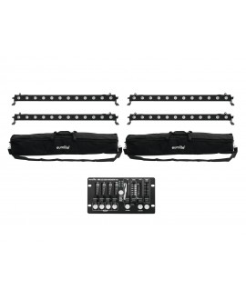 EUROLITE Set 4x LED BAR-12 QCL RGBW + 2x Soft Bag + Controller LED BAR