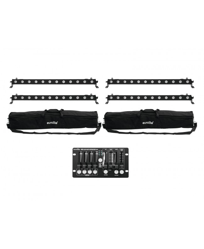EUROLITE Set 4x LED BAR-12 QCL RGBW + 2x Soft-Bags + Controller LED BAR