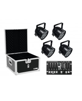 EUROLITE Set 4x LED PAR-56 QCL sw + Case + Controller LED PAR