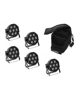 EUROLITE Set 5x LED SLS-7 HCL Spot + Borsa morbida PAR LED