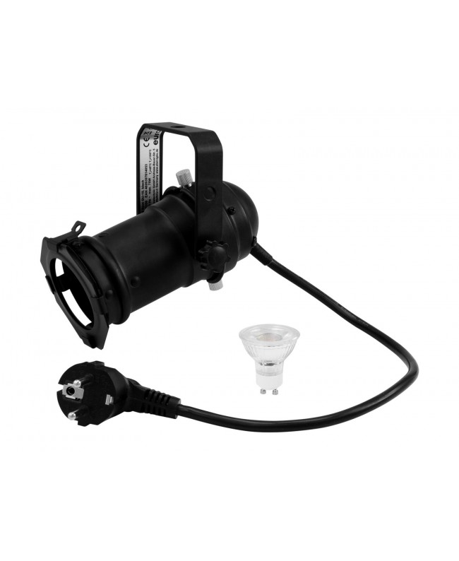 EUROLITE Set PAR-16 Spot GU-10 black + GU-10 230V LED SMD 7W 3000K Parcans