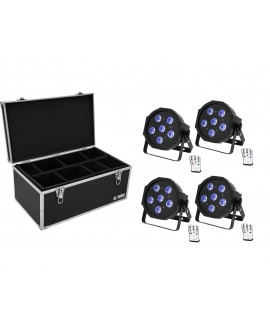 EUROLITE Set 4x LED SLS-603 TCL UV Floor + Case TDV-1 LED PAR