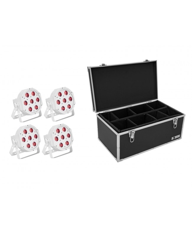 EUROLITE Set 4x LED SLS-7 HCL Floor weiß + Case LED PAR