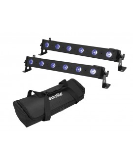 EUROLITE Set 2x LED BAR-6 QCL RGB+UV Bar + Borsa morbida Barre LED