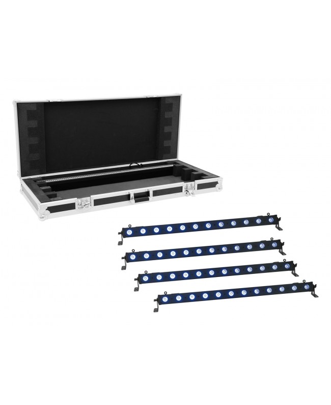 EUROLITE Set 4x LED BAR-12 QCL RGB+UV Bar + custodia Barre LED