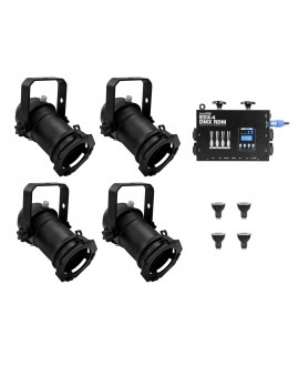 EUROLITE Set 4x PAR-16 Spot bk dim2warm + EDX-4 DMX RDM LED Dimmer Pack Parcans