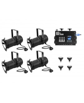 EUROLITE Set 4x PAR-30 Spot sw dim2warm + EDX-4 DMX RDM LED-Dimmerpack Parcans