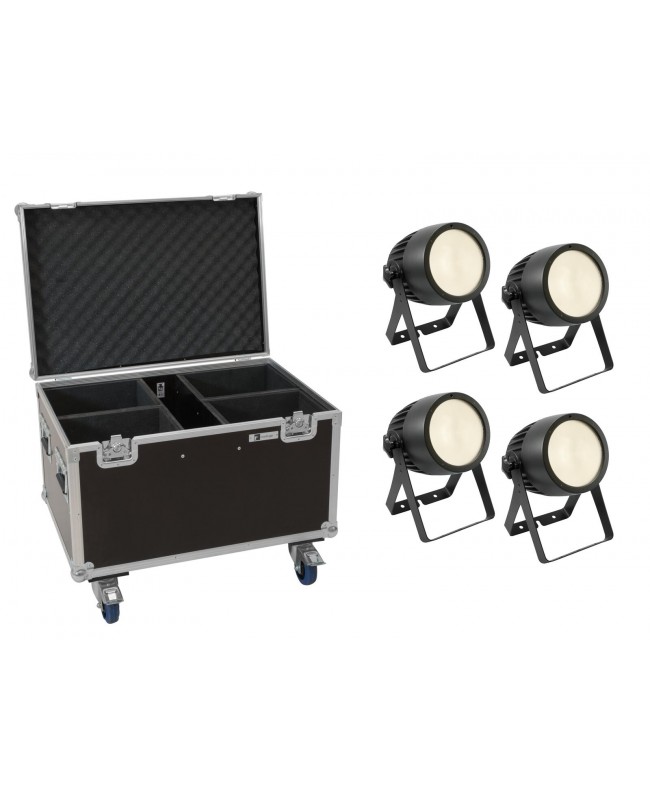 EUROLITE Set 4x LED Theatre COB 200 WW + Case with wheels LED PAR