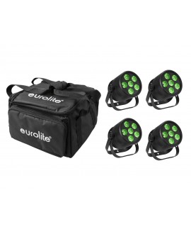 EUROLITE Set 4x LED Silent Par 6 QCL Floor bk + Soft Bag LED PAR