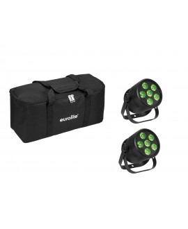 EUROLITE Set 2x LED Silent Par 6 QCL floor bk + Soft Bag LED PAR
