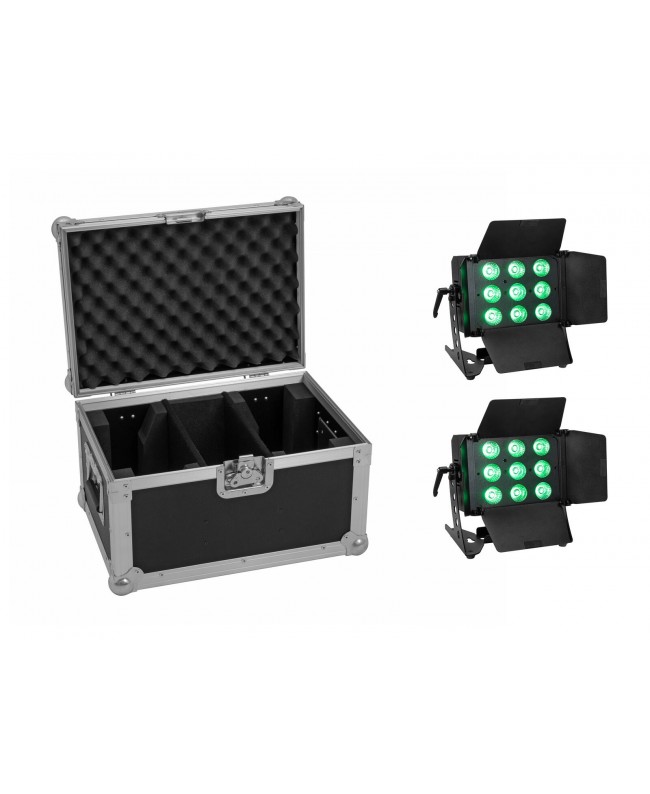 EUROLITE Set 2x LED CLS-9 QCL RGB/WW 9x7W + Case LED Washer