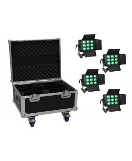 EUROLITE Set 4x LED CLS-9 QCL RGB/WW 9x7W + Case LED Fluter