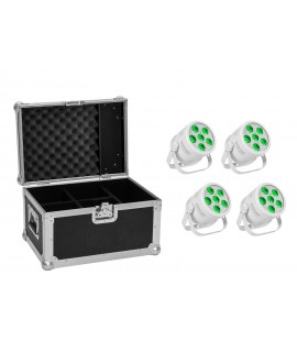 EUROLITE Set 4x LED Silent PAR 6 QCL Floor wh + Case LED PAR
