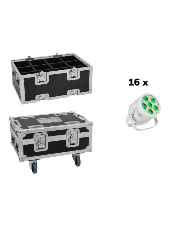 EUROLITE Set 16x LED Silent Par 6 QCL da pavimento + custodia PAR LED