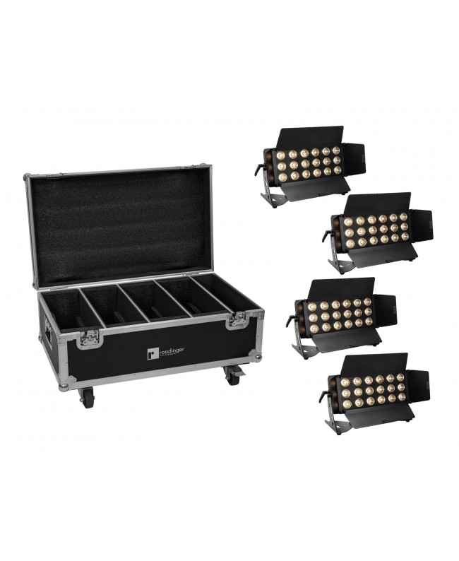EUROLITE Set 4x LED CLS-18 QCL RGB/WW 18x7W + Flightcase with wheels LED Washer