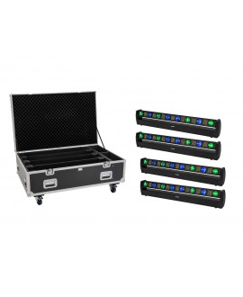 EUROLITE Set 4x LED BAR-8 SWING QCL Leiste + Flightcase mit Rollen LED BAR