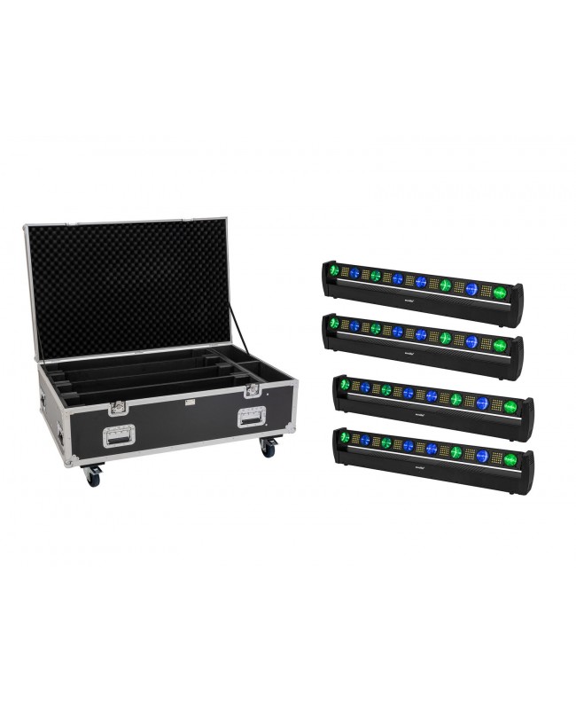 EUROLITE Set 4x LED BAR-8 SWING QCL bar + Flightcase with wheels LED BAR