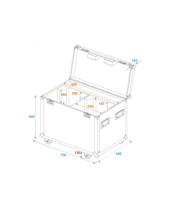 Roadinger Flightcase 2x PFE-100/120 Flight Cases