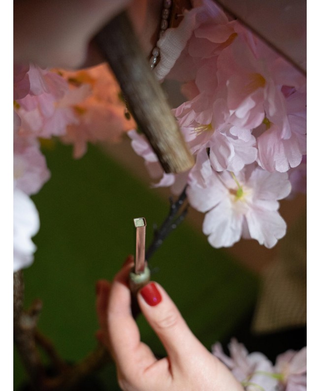 Europalms Ciliegio a 3 tronchi, pianta artificiale, rosa, 160cm Fiori & piante