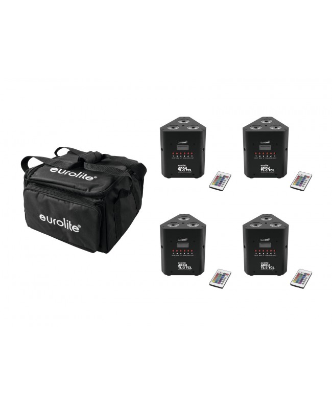 Eurolite Set 4x AKKU TL-3 QuickDMX + Soft Bag Battery Lights