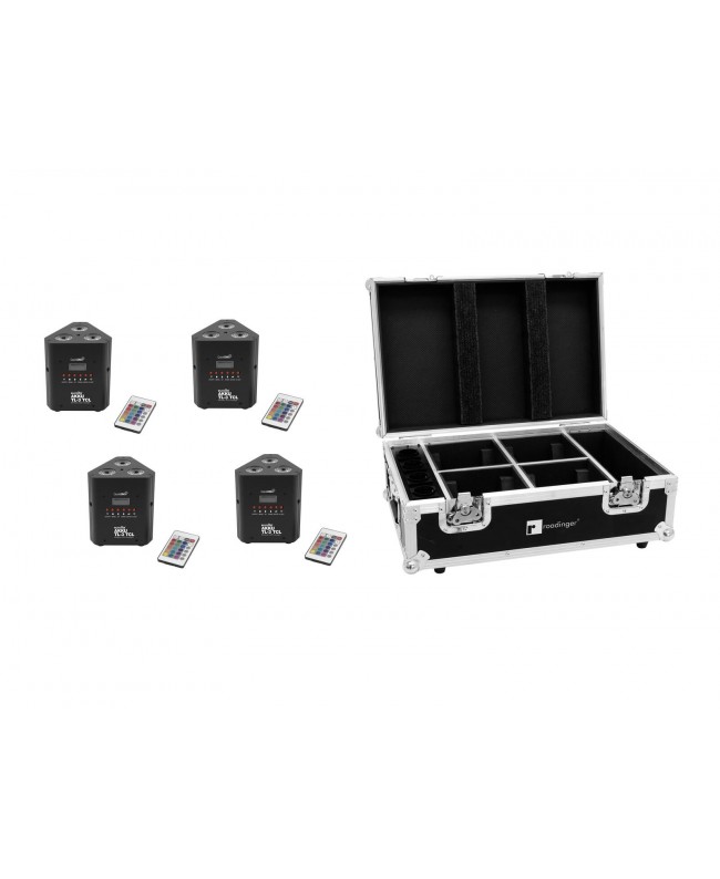 Eurolite Set 4x AKKU TL-3 TCL QuickDMX + Case mit Ladefunktion Batteriebetriebene Leuchten